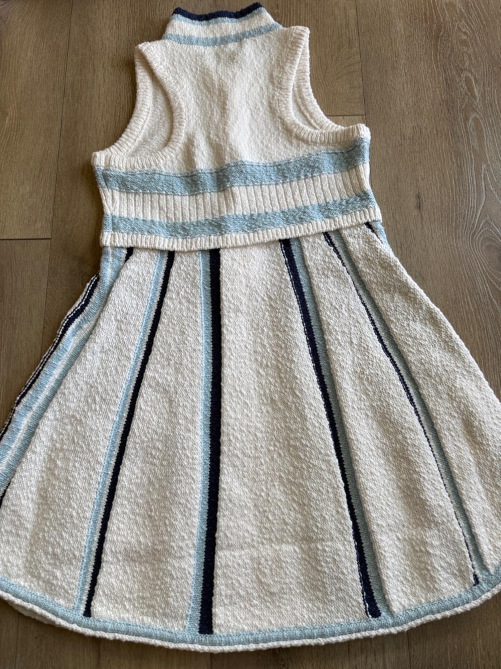 Daily Practice by Anthropologie White & Blue Knit Zip-Front Dress - Picture 4 of 5